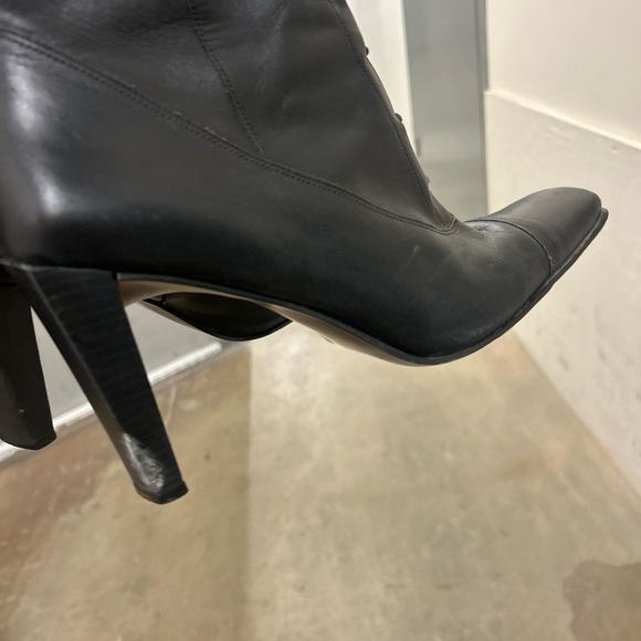 Genuine leather lace up square toe witchy whimsigoth heeled boots - Picture 6 of 10